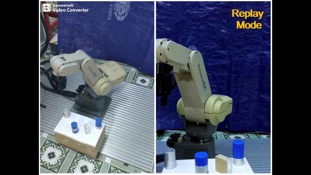 Mitsubishi RV-M1 robot performing a taught motion in replay mode